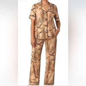 Room Service Women's Notch Collar Pajama Set Tan XXL